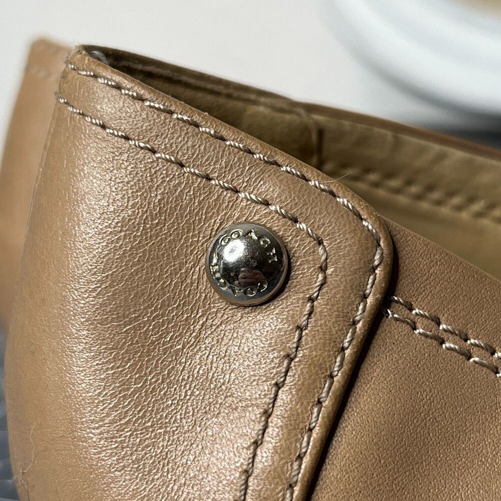 2/$100 Coach New York Chelsea Tan Leather Silver Metallic Cap Toe Flats - Picture 8 of 14